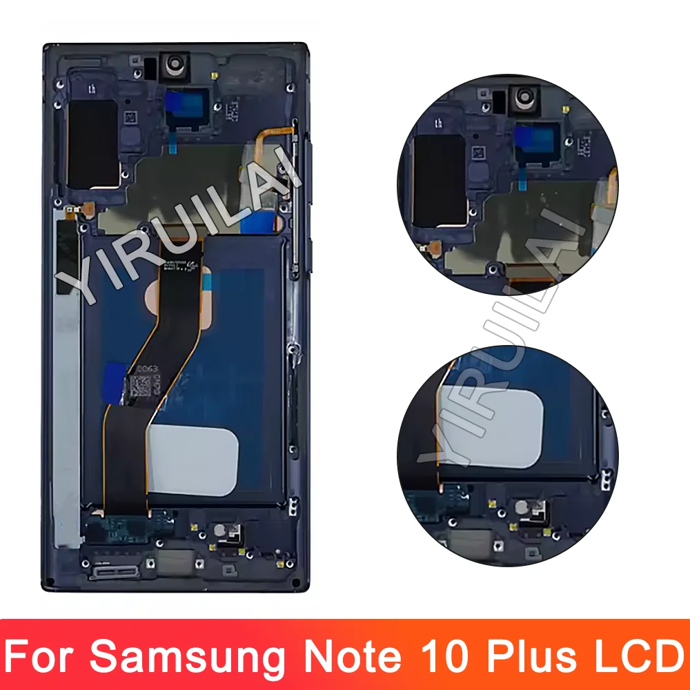 Schermo AMOLED Note 10 Plus per Samsung Galaxy Note10+ N975F Display LCD Touch Screen con cornice Supporto S Pen Impronte digitali