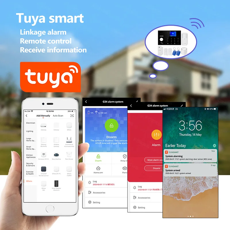 FUERS WIFI GSM Alarm System Wireless Home Einbrecher Alarmanlage Tuya APP Steuerung Sirene Bewegungsmelder PIR Rauch Sensor