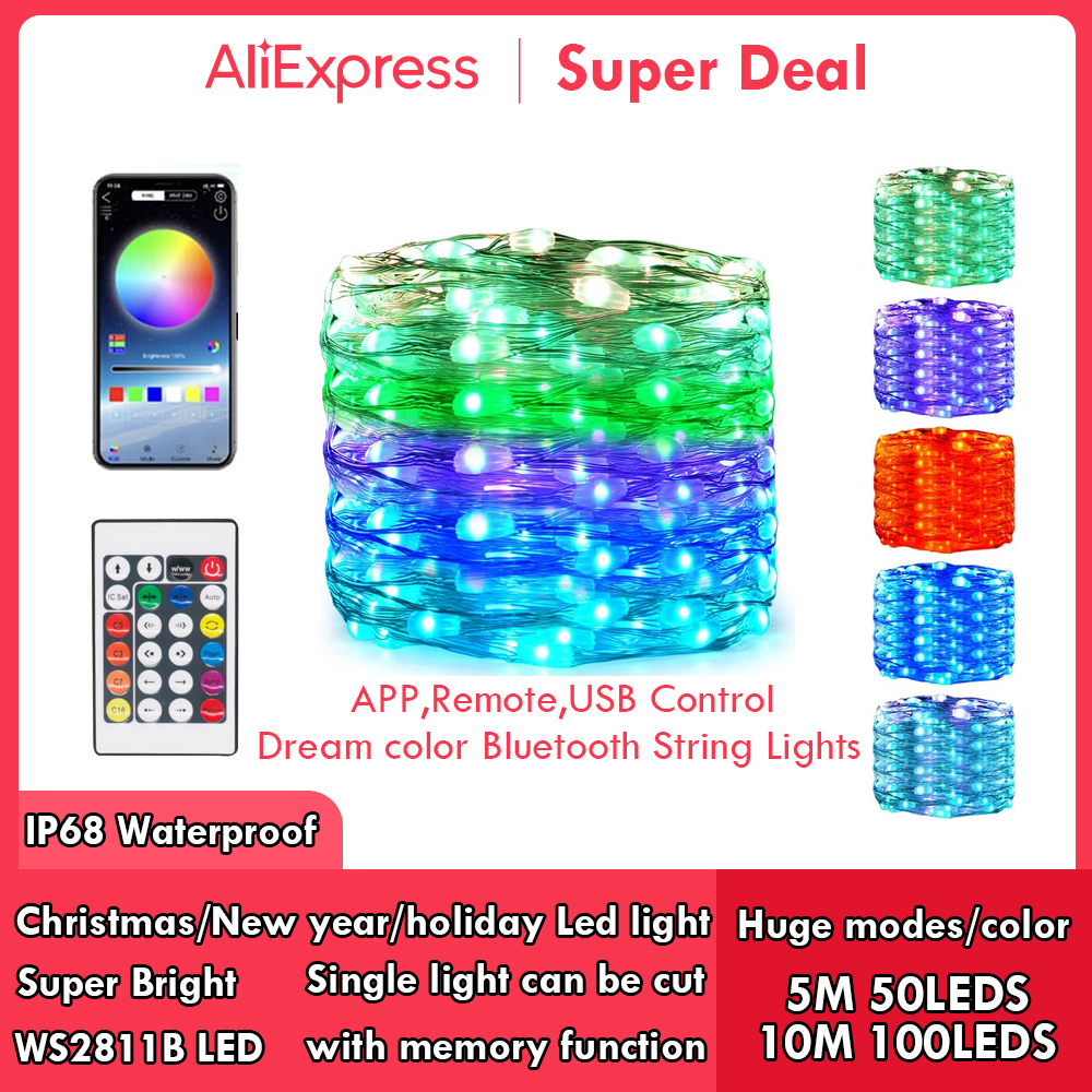 Neue LED Fee String Licht Fernbedienung Bluetooth USB Smart Girlande Lampe Girlande Led Outdoor Indoor Schlafzimmer Party Weihnachten Licht
