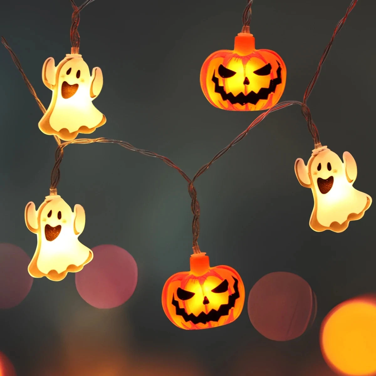 1 PC 10/20 LED ฮาโลวีน SINGLE Layer ฟักทอง & Ghost String Light แบตเตอรี่ขับเคลื่อนสําหรับ Home Garden Holiday ตกแต่งปาร์ตี้ฮาโลวีน