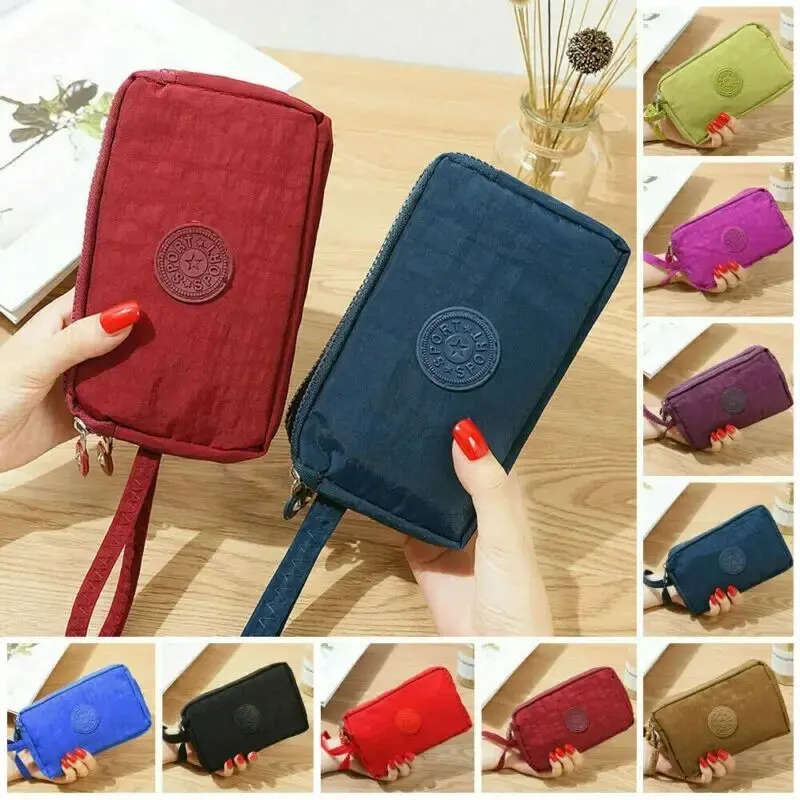 กระเป๋ากระเป๋าสตางค์แบบบางคล้องมือ dompet koin สำหรับผู้หญิงกระเป๋าใส่โทรศัพท์มีซิปกระเป๋าใส่เหรียญ