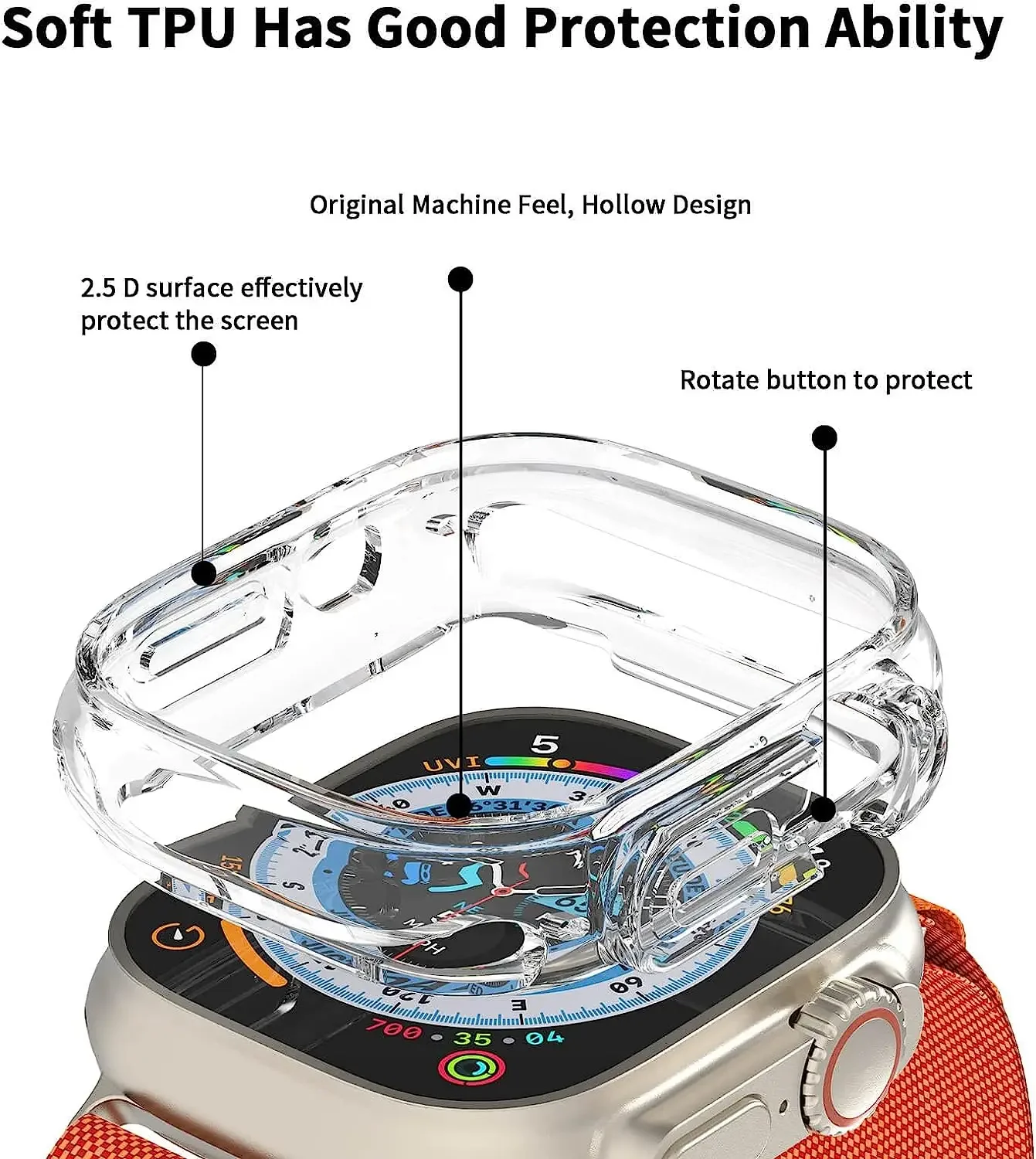 Ốp Lưng TPU Dành Cho Đồng Hồ Apple Cực 49Mm Ốp Lưng Không Có Tấm Bảo Vệ Màn Hình Bảo Vệ Trầy Xước Khung Dành Cho IWatch 8 45Mm 41Mm