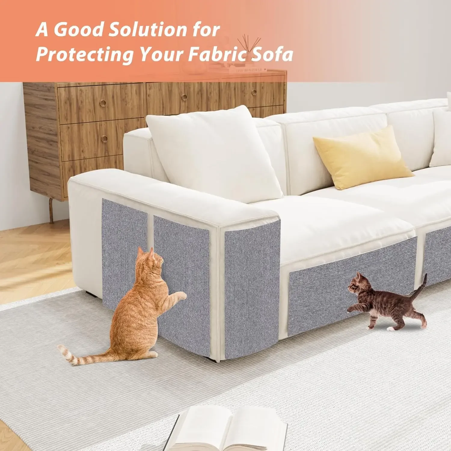 Protector de arañazos para gatos con autoadhesivo, alfombrilla de corte de forma libre, protección contra arañazos para gatos, muebles de entrenamiento para mascotas, Protector de sofá