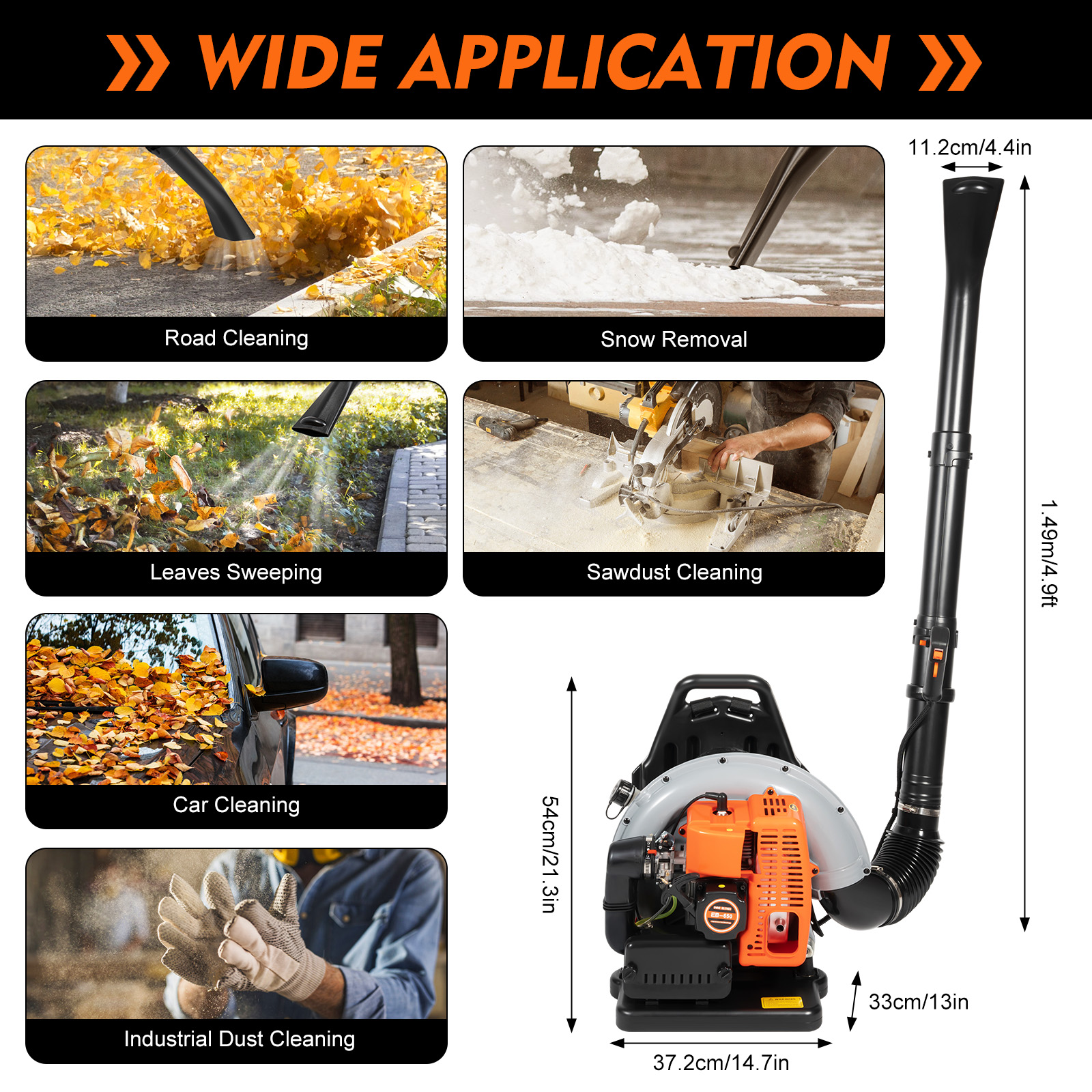 Souffleur refroidi par air pour sac à dos, outil de jardin professionnel, 65CC, 2 temps, cuir chevelu doré, 2.7 kw, 6800r/min