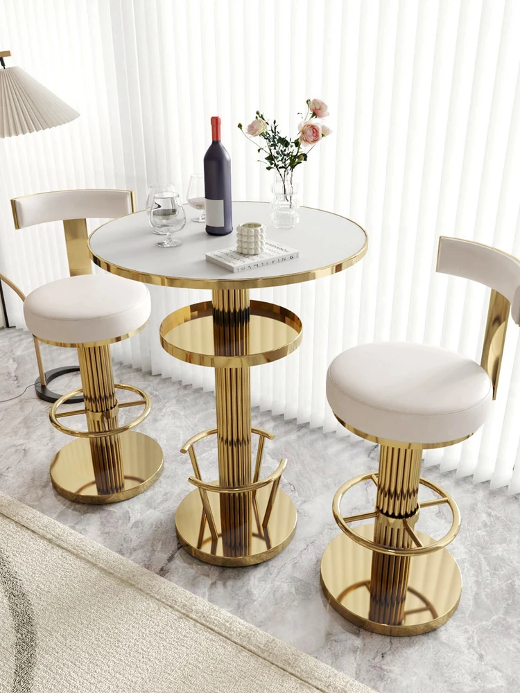 Mesa alta redonda varanda mesa de bar luz do agregado familiar luxo premium lazer pequena cadeira de bar mesa de café