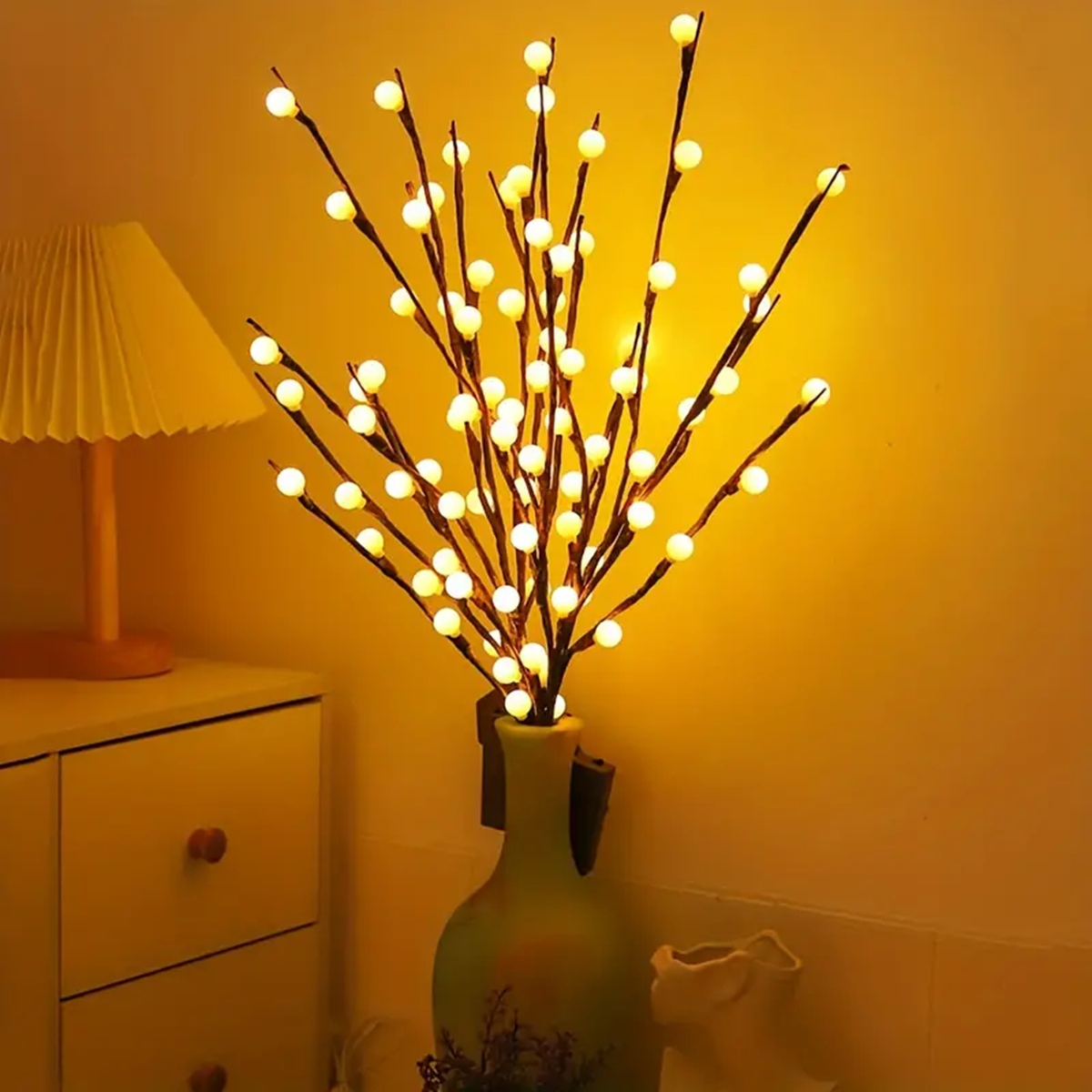 1pc weiße Birke Ast Lichter Zweig Lichter mit Ball batterie betrieben 20 LED Zweig Licht für Indoor Holiday Party Dekor
