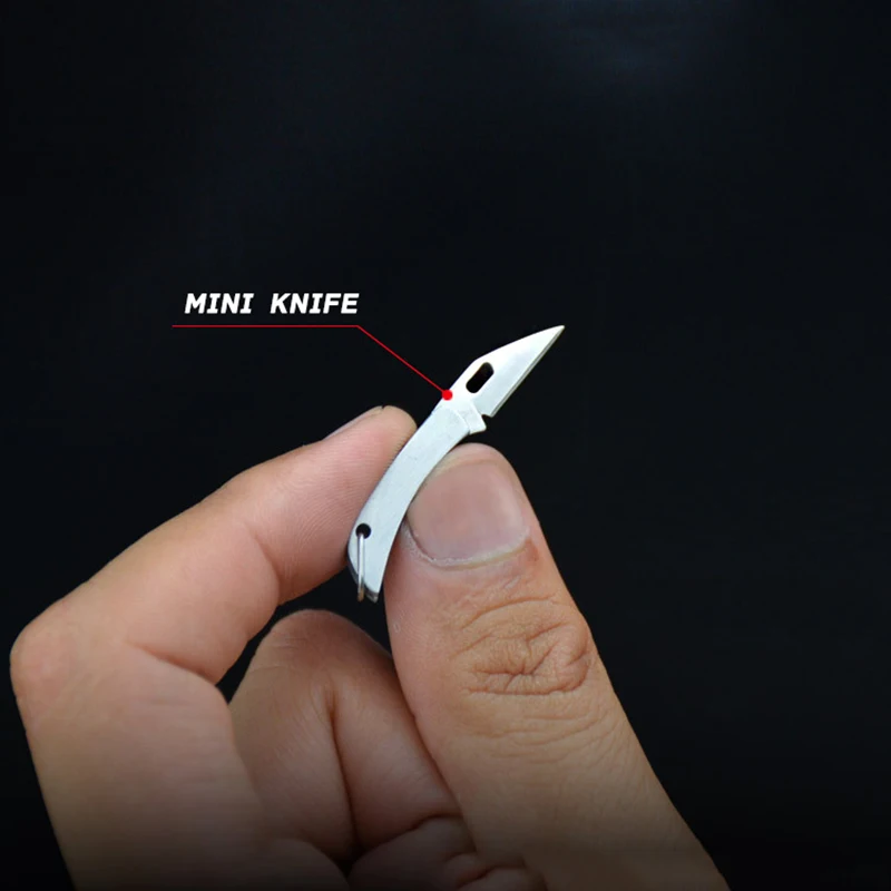 Mini Mới Lưỡi Dao Thép Không Gỉ Dao Móc Khóa Handmade Bỏ Túi Gấp Ngoài Trời Mở Hộp Dao Nhỏ Với Móc Treo