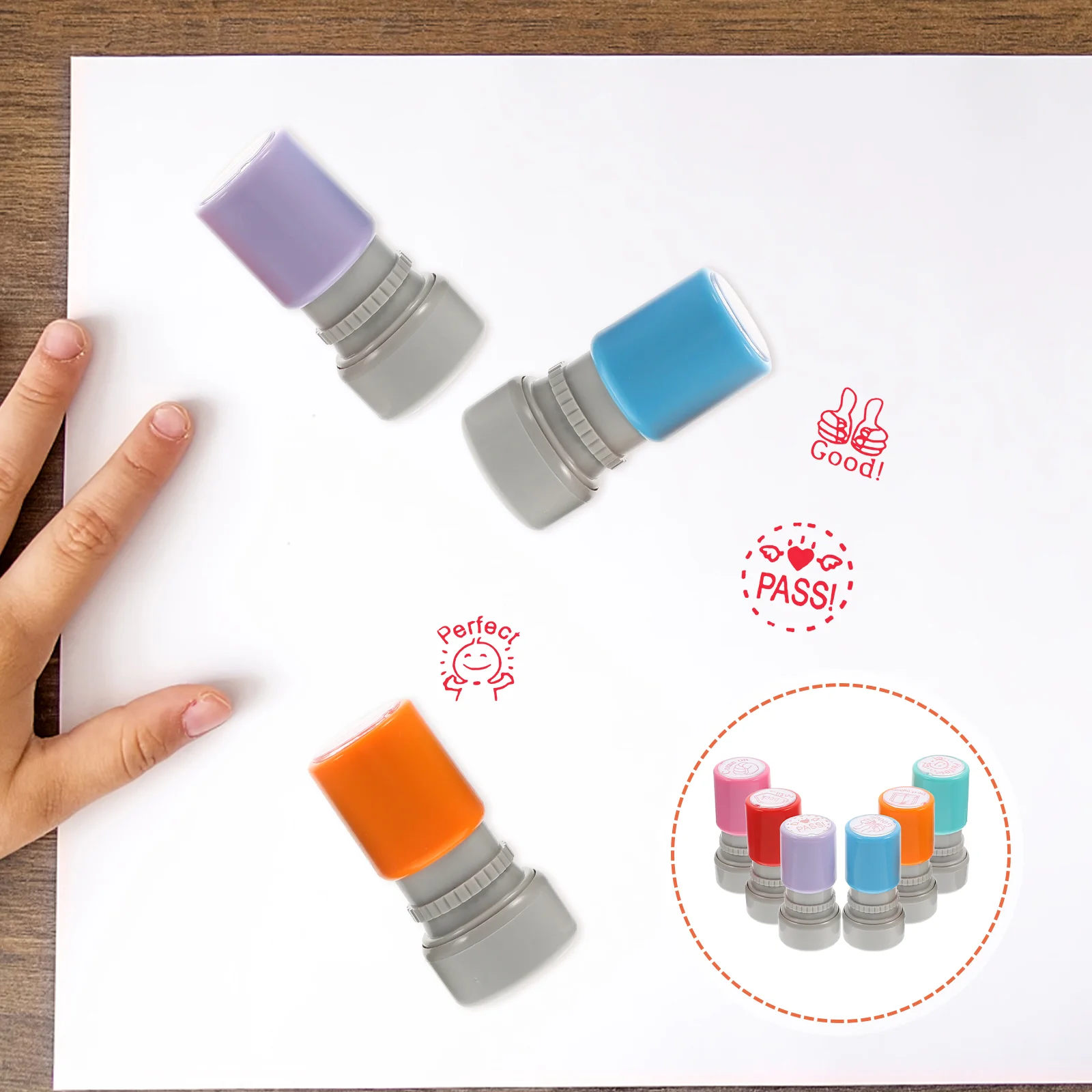 6 ชิ้นแสตมป์เด็กการ์ตูน Chapter Multi - function Stampers ครูขนาดเล็กการศึกษาเด็กนักเรียนแบบพกพา