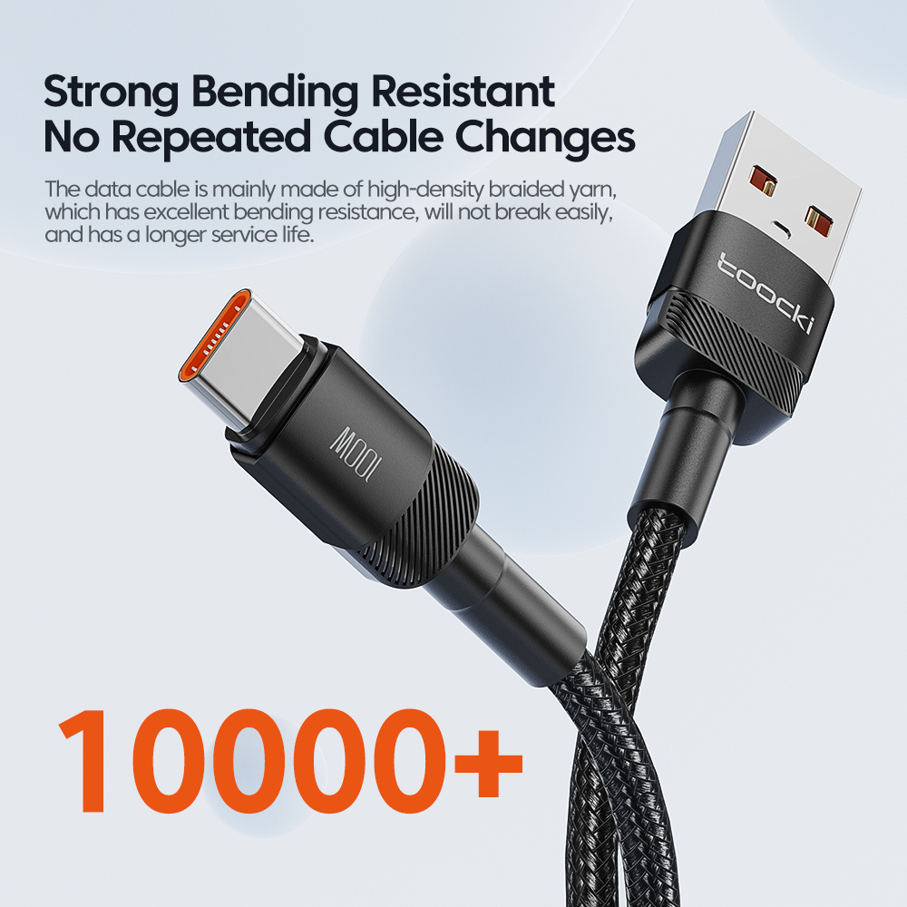 Toocki 100W 6A USB C Cable USB de datos de carga rápida tipo C para Huawei Honor Oneplus Realme Xiaomi Samsung USB A a C Cable de teléfono