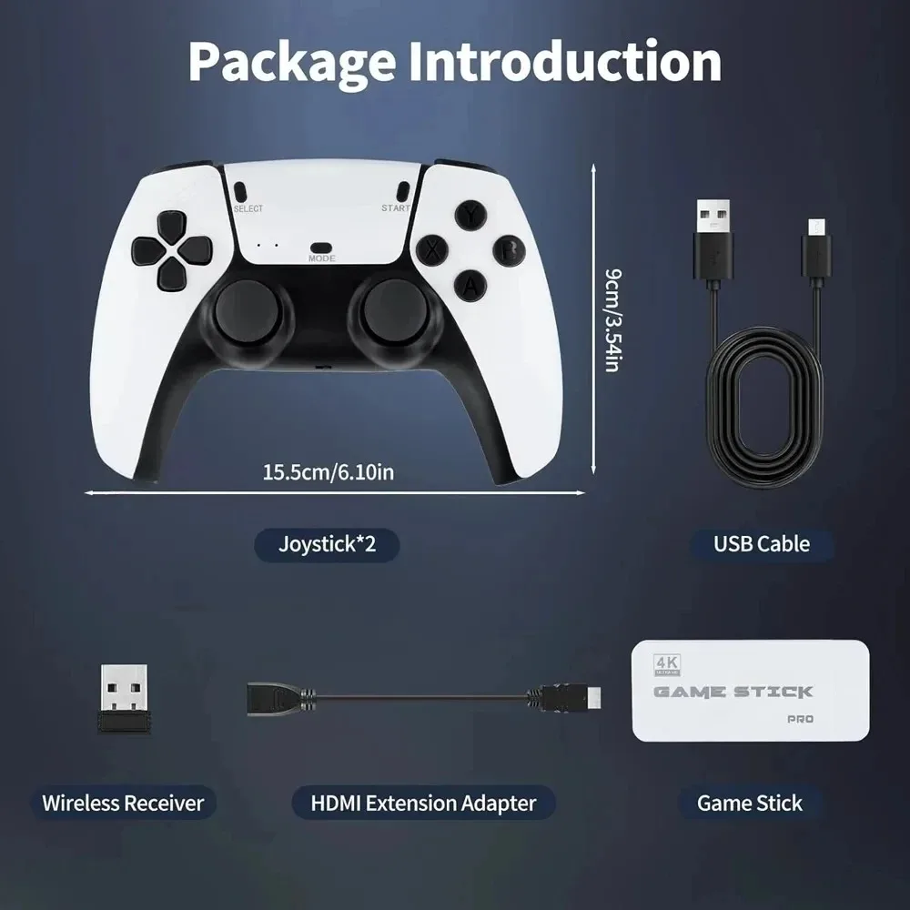 128G Game Stick M15 4K Video TV Game Console Wireless Gamepads Video Game 64G 40000+/50000+ Classic Arcade Games HD Two-player