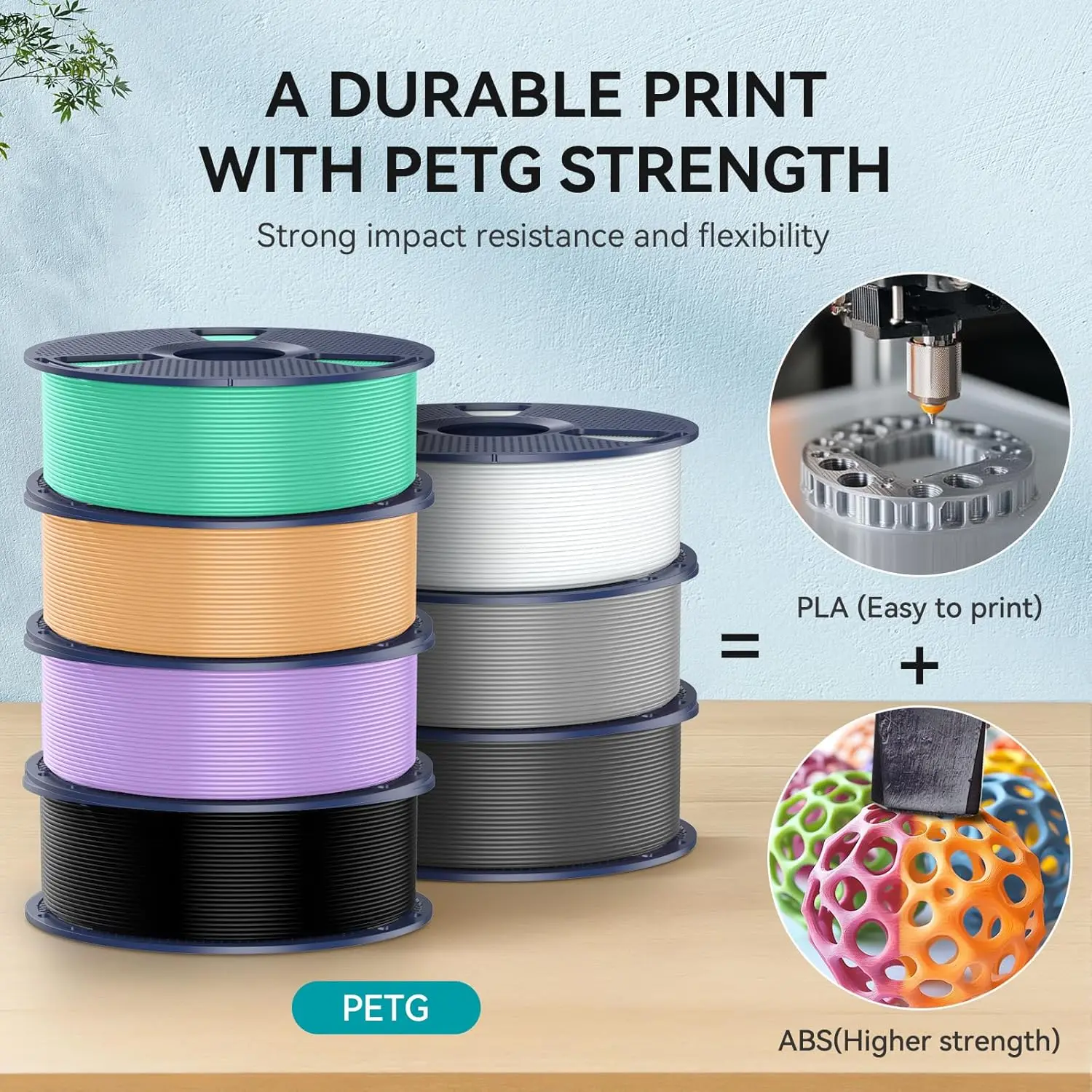 SUNLU PLA PETG PLA Plus filamenten 10 rollen 3D-filament 1 kg / rol 1,75 mm 100% filamentlijnen netjes omhoog voor 3D-printen vanuit EU VS