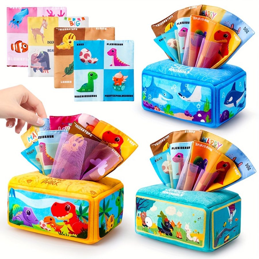 Tear-Resistant Cloth Book for Babies 0-3 Years - Organic Cotton Chewable Sensory Toy with 7 Pull & Play Pages, Montessori Early