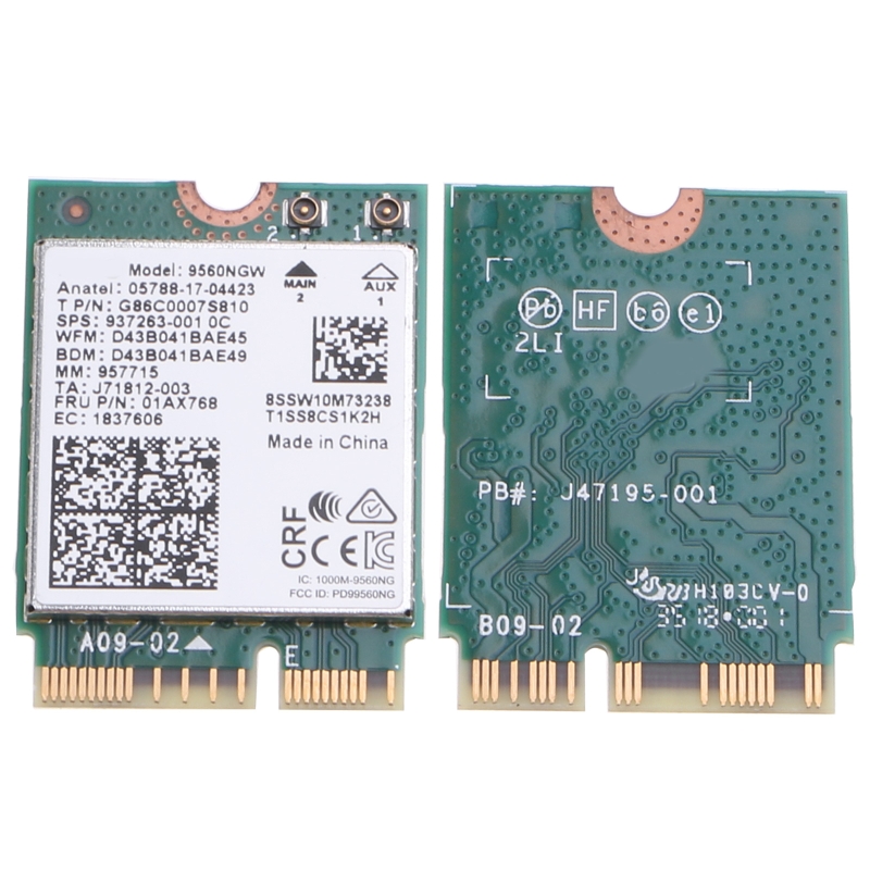 NGFF không dây 2.4GHz 5GHz cho M.2 cho Thẻ E Key BT 5.0 Bộ điều hợp mạng + Ăng ten Dropship