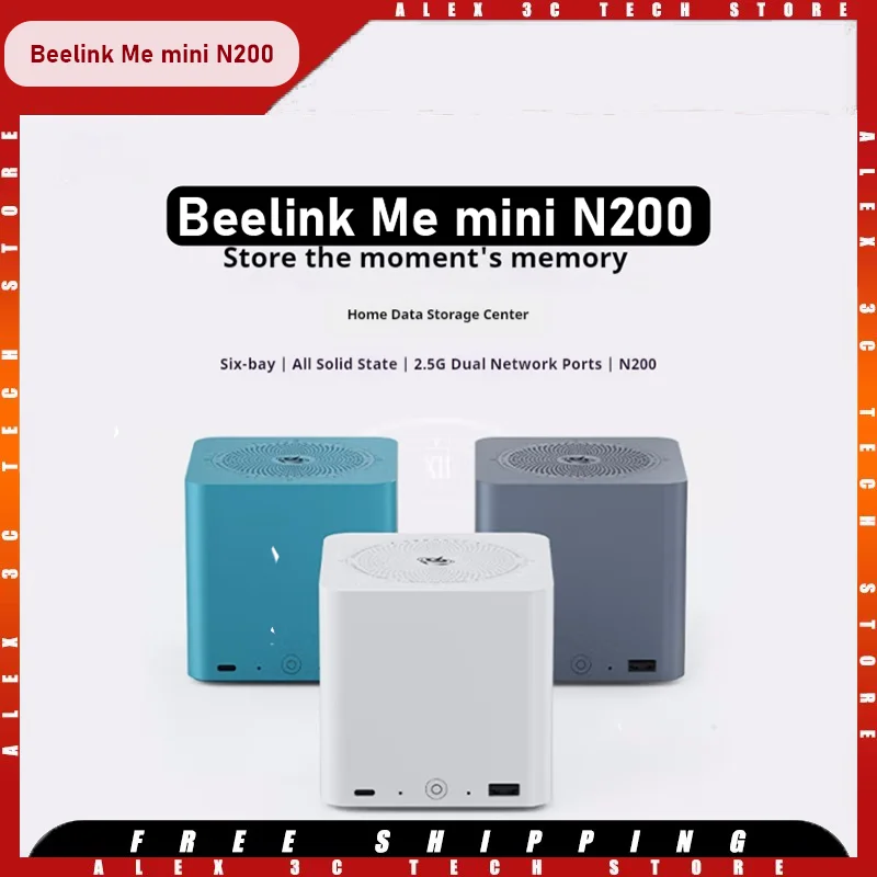 Beelink Me Mini N200 Intel Six-Slot Nas Network Storage Ультра-тихий частный облачный домашний накопитель Двойной 2,5 г Мягкая маршрутизация Мини-ПК