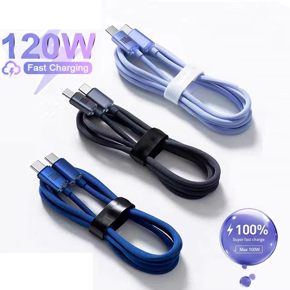 Cavo di ricarica rapida USB C da 120 W 0,25 M/1 M/1 M/1,5 m/2 M Carica rapida 6A Cahrger super veloce per cavo Samsung Xiaomi Huawei tipo C