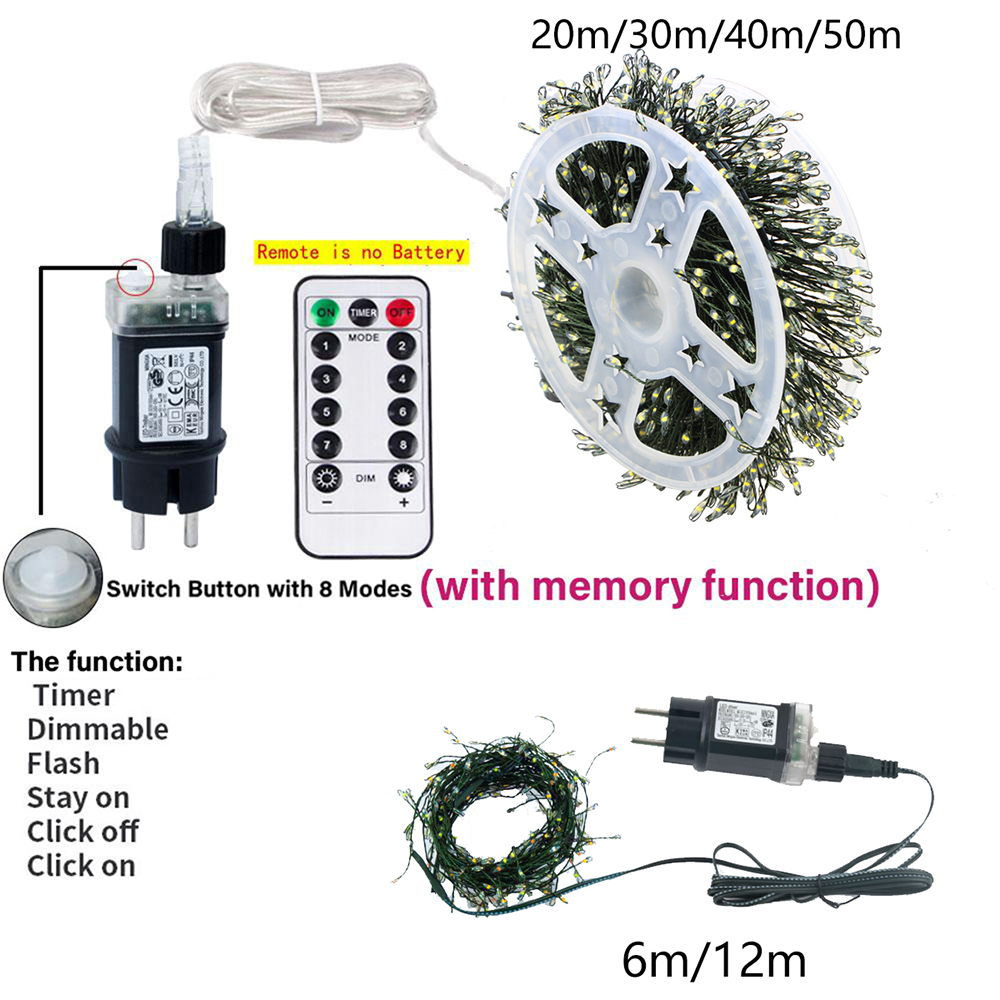 LED String Fairy Cluster Lichter Grüner Draht Weihnachtsbaum Lichter Outdoor Girlande Neujahr Straße Home Party Hochzeit Dekor Lampen