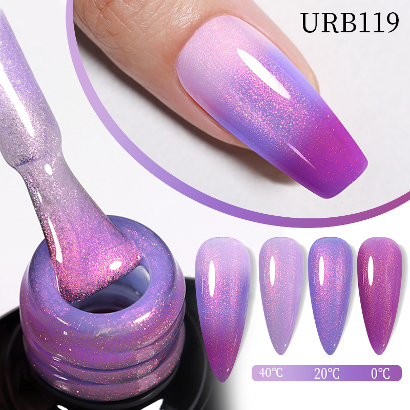 UR SUGAR 7ml ความร้อน Auroras Glitter GEL เล็บฤดูหนาวอุณหภูมิ 3 สีเปลี่ยน Soak Off UV LED เล็บเจล