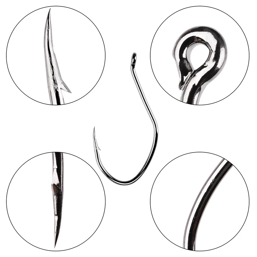 10 Cái/hộp Thép Gai Cá Da Trơn Móc Câu Cá Thép Carbon Cao Cấp Cá Da Trơn Móc 6/0 -10 Fishhook V Sắc Nét Vòng Tròn Móc Câu Cá giải Quyết Hộp