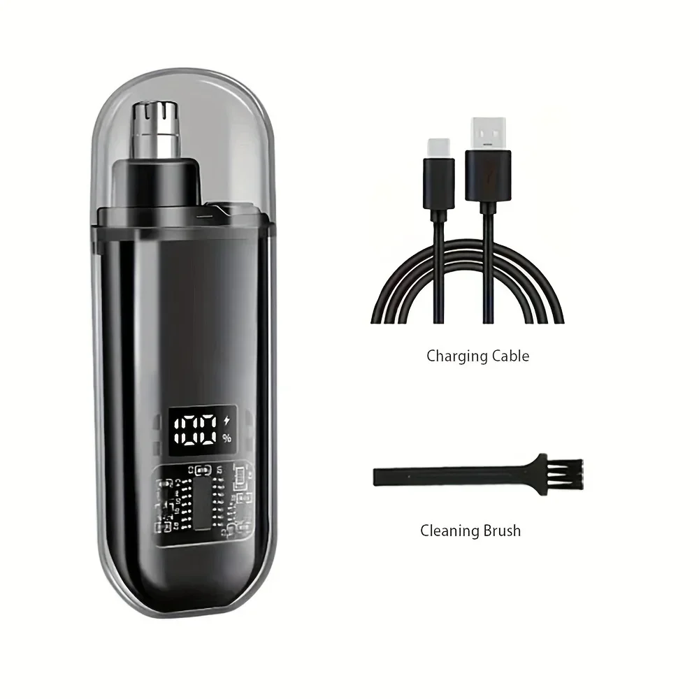 Recortador de pelo de nariz y orejas para hombres: carga rápida portátil recargable por USB C, kit de aseo compacto