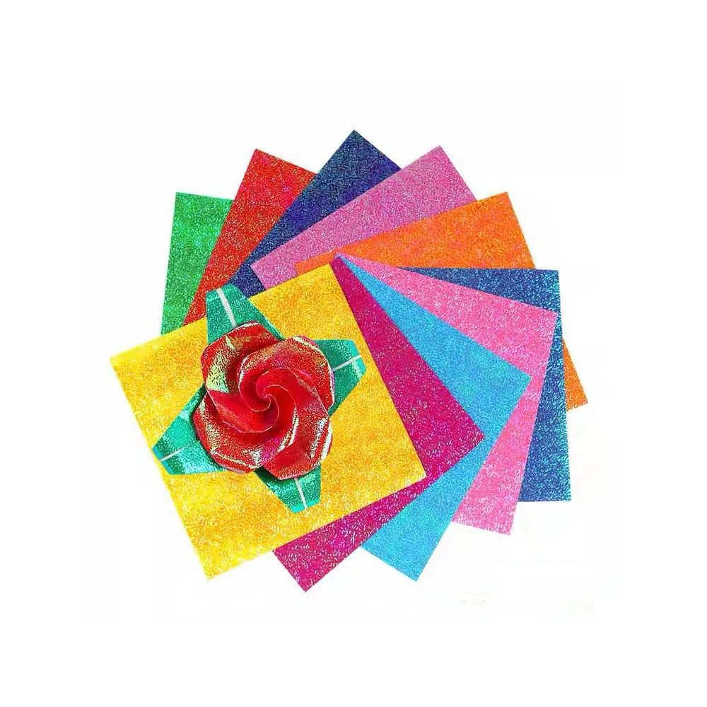 15*15cm Colorful Glitter Origami Kids Handmade Materials DIY Scrapbooking Folding Craft Paper Square Star Pattern Craft Decor
