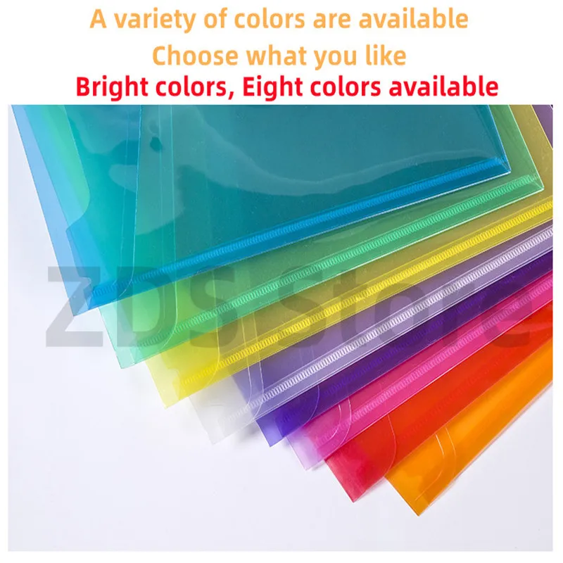 A4 10PCS ปุ่มพลาสติกแฟ้มซองทดสอบนักเรียนกระดาษเก็บกระเป๋าสำหรับอุปกรณ์จัดระเบียบเอกสาร