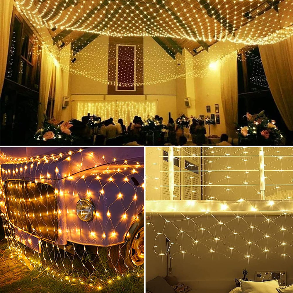 4mx6M 1.5MX1.5M 2x3M LED Rete da pesca all'aperto Luci natalizie Fata festone Giardino Strada Ghirlanda Tenda Albero nuziale Ramadan