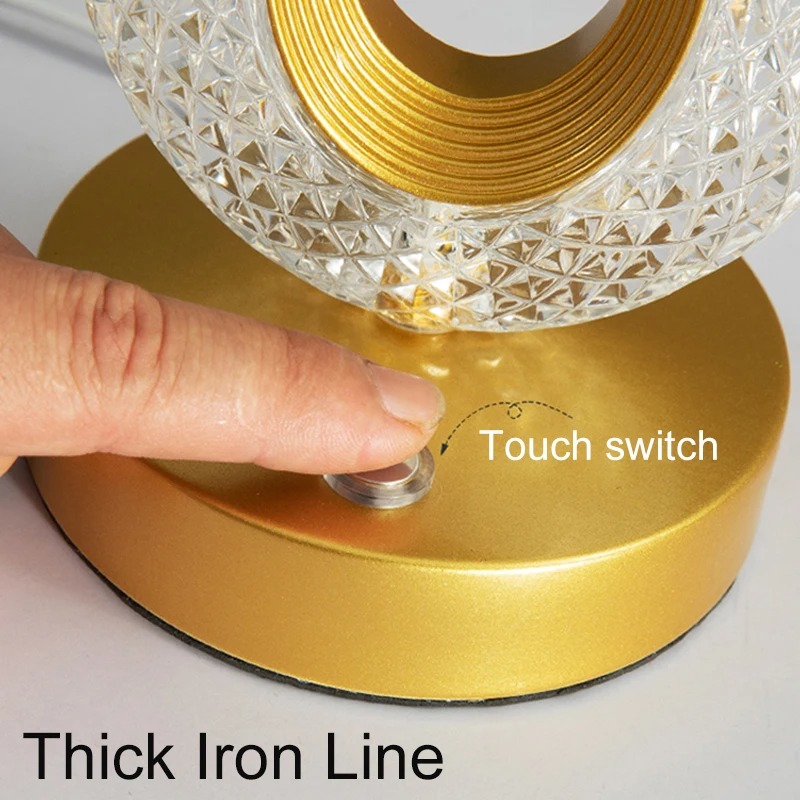 Luz nocturna de pista de cristal 3D con Control táctil, decoración del hogar para habitación de niñas, estética, USB, mesita de noche, mesa ambiental LED, lámpara de Luna 3D