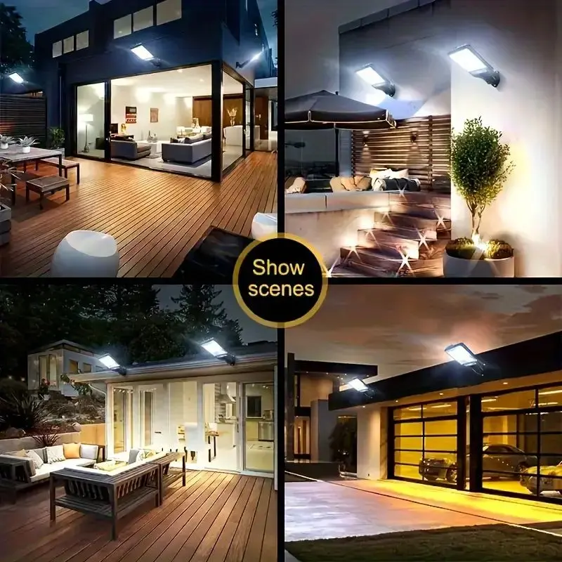 1/2/4Pack Solar Street Lights, 108 COB LED Outdoor Wall Lights with Remote Control and Motion Sensor, Adjustable 3 Modes 1000mah