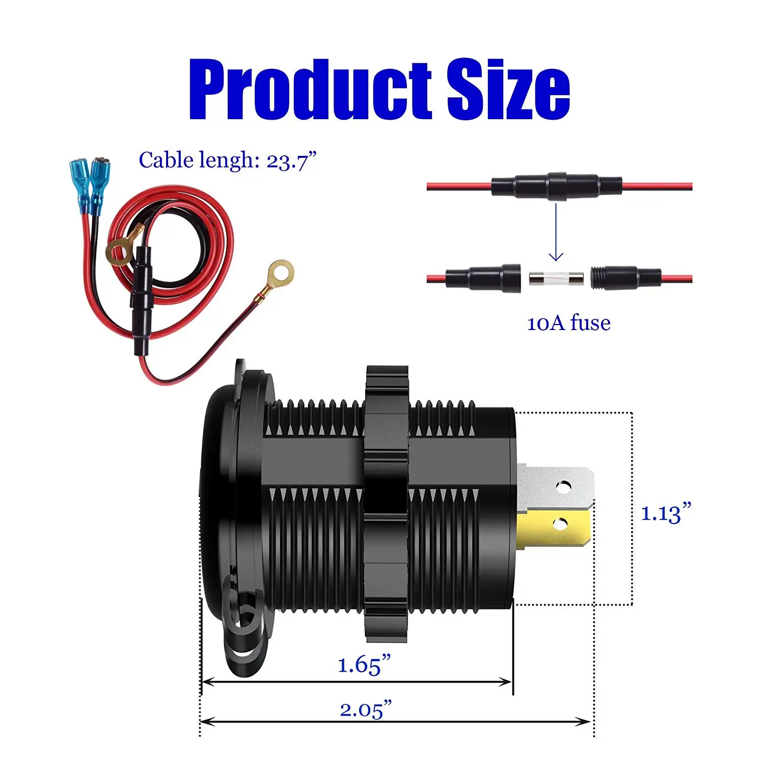 Ursuniot-cargador de coche QC3.0 de aluminio con voltímetro LED, adaptador de corriente con puertos USB duales, KIT DIY para motocicleta, barco y camión de 12V/24V