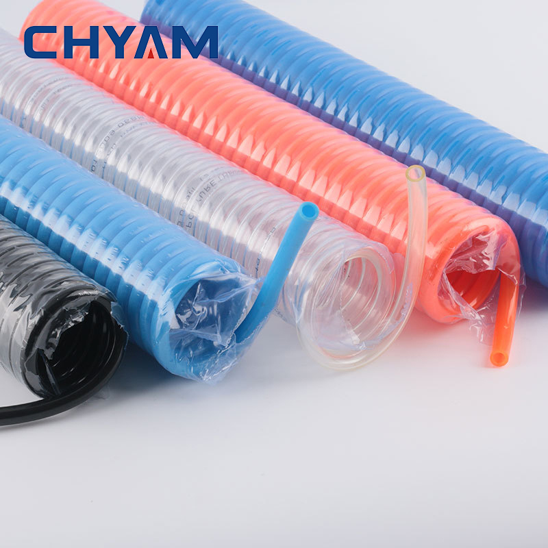 3/6/9/12/15 เมตร PU Air Compressor ท่อเกลียวท่อนิวเมติกยูรีเทน 6*4 มม.8*5 10*6.5 12*8 มม.Telescopic ฤดูใบไม้ผลิเครื่องมือ