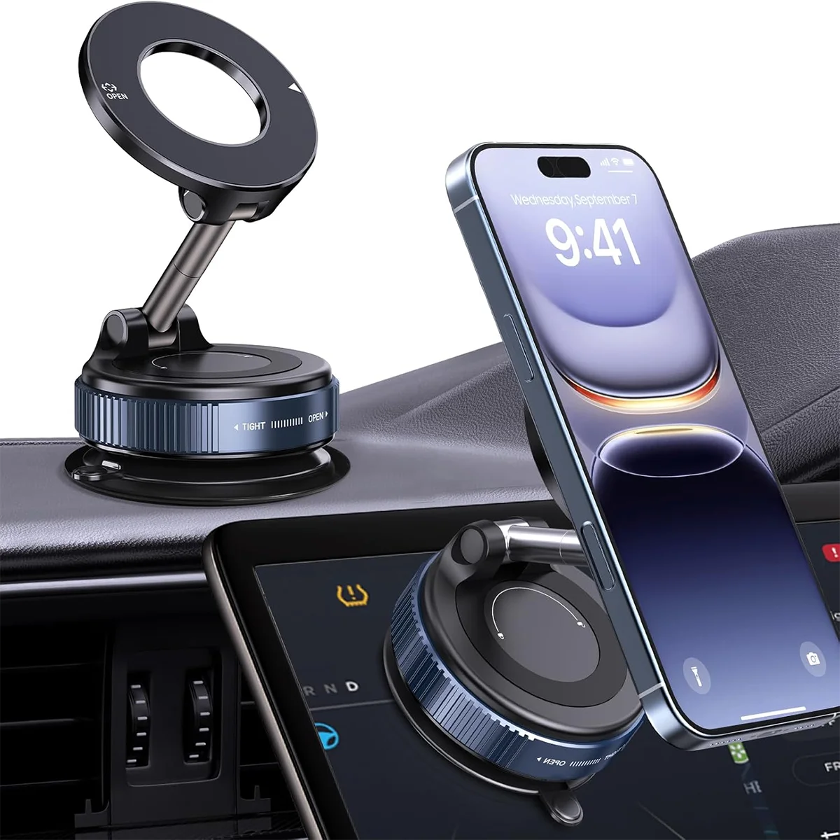 360 °   Obrotowy magnetyczny uchwyt na telefon z przyssawką, składany i wysuwany uchwyt samochodowy na telefon do samochodu/salii sportowej/lustra/na powierzchnie gładkiej