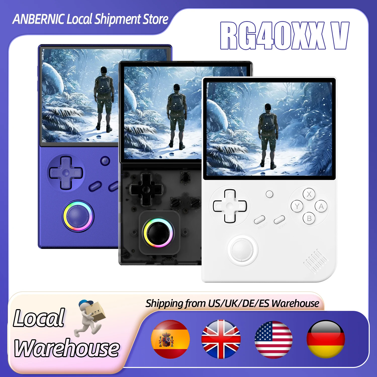 ANBERNIC RG 40XXV 64-Bit-Linux-Retro-Handheld-Spielekonsole, 4,0-Zoll-IPS-Bildschirm, unterstützt 5G WiFi, Bluetooth, HD-Unterstützung, Ausgang RG40XXV