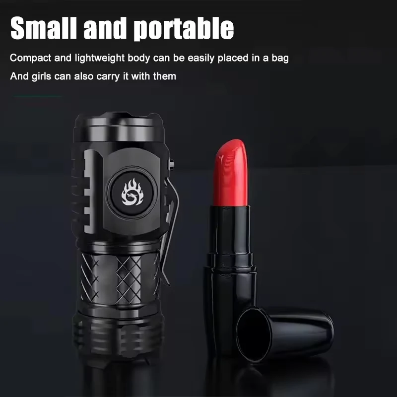 MINI linterna LED superbrillante, linterna USB con Zoom recargable, linterna de pesca potente, 3 modos de iluminación, lámpara para acampar al aire libre