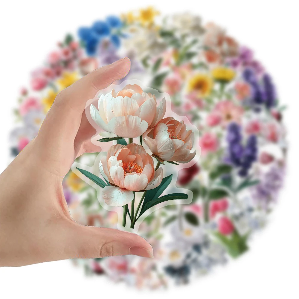 10/30/50 個透明 INS スタイル花ステッカー美的天然植物デカールかわいい DIY 電話静止 PET DIY ステッカー
