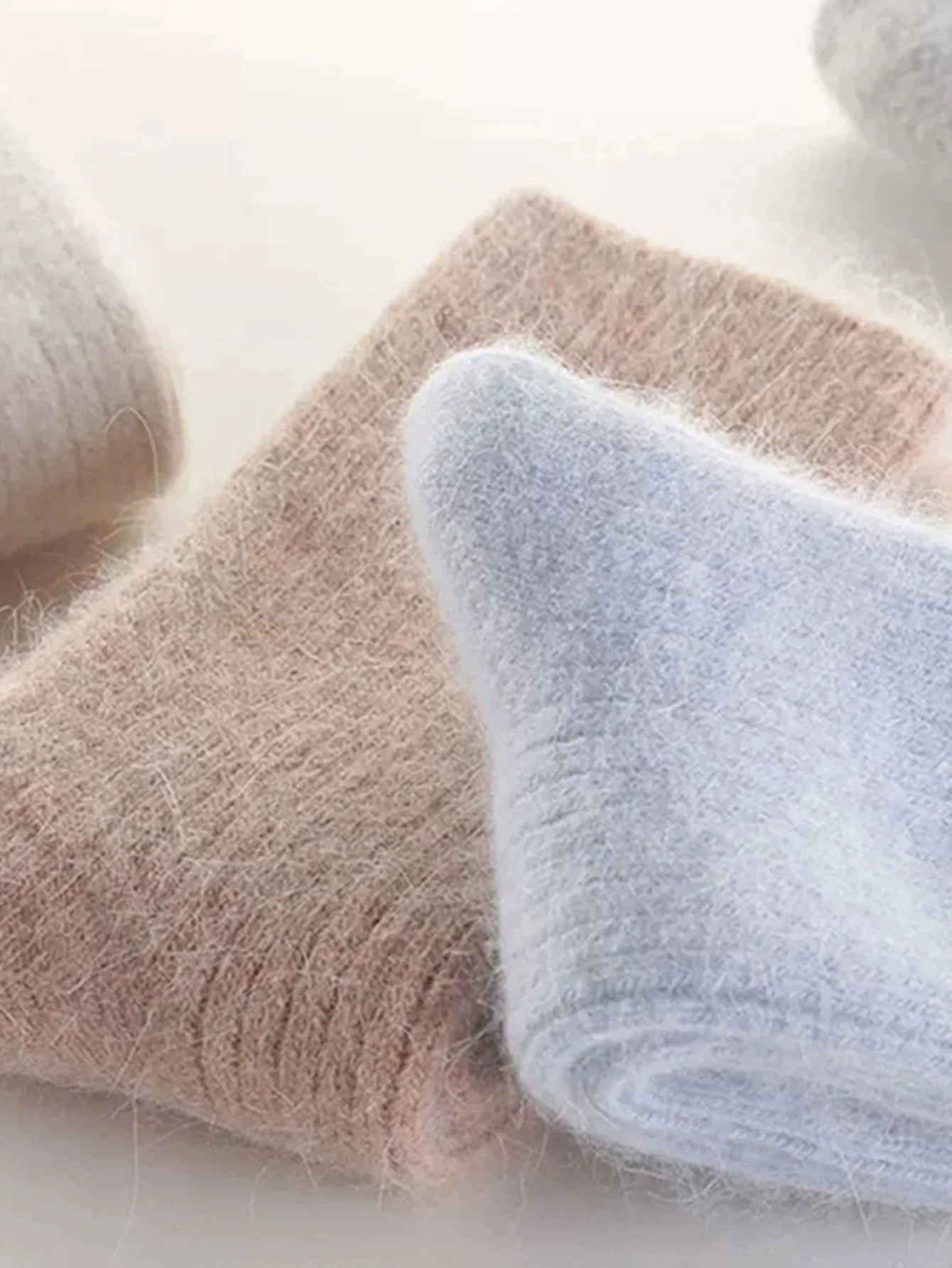 1 par de calcetines gruesos y cálidos de Cachemira, calcetines plisados con tiras verticales, calcetines cálidos de invierno de Color sólido para otoño para mujer