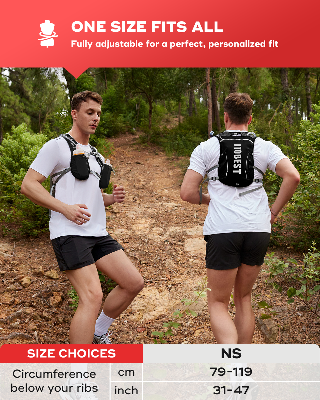 UTOBEST-mochila ultraligera para correr, chaleco de hidratación transpirable, paquete funcional para maratón, ciclismo y senderismo, 5l