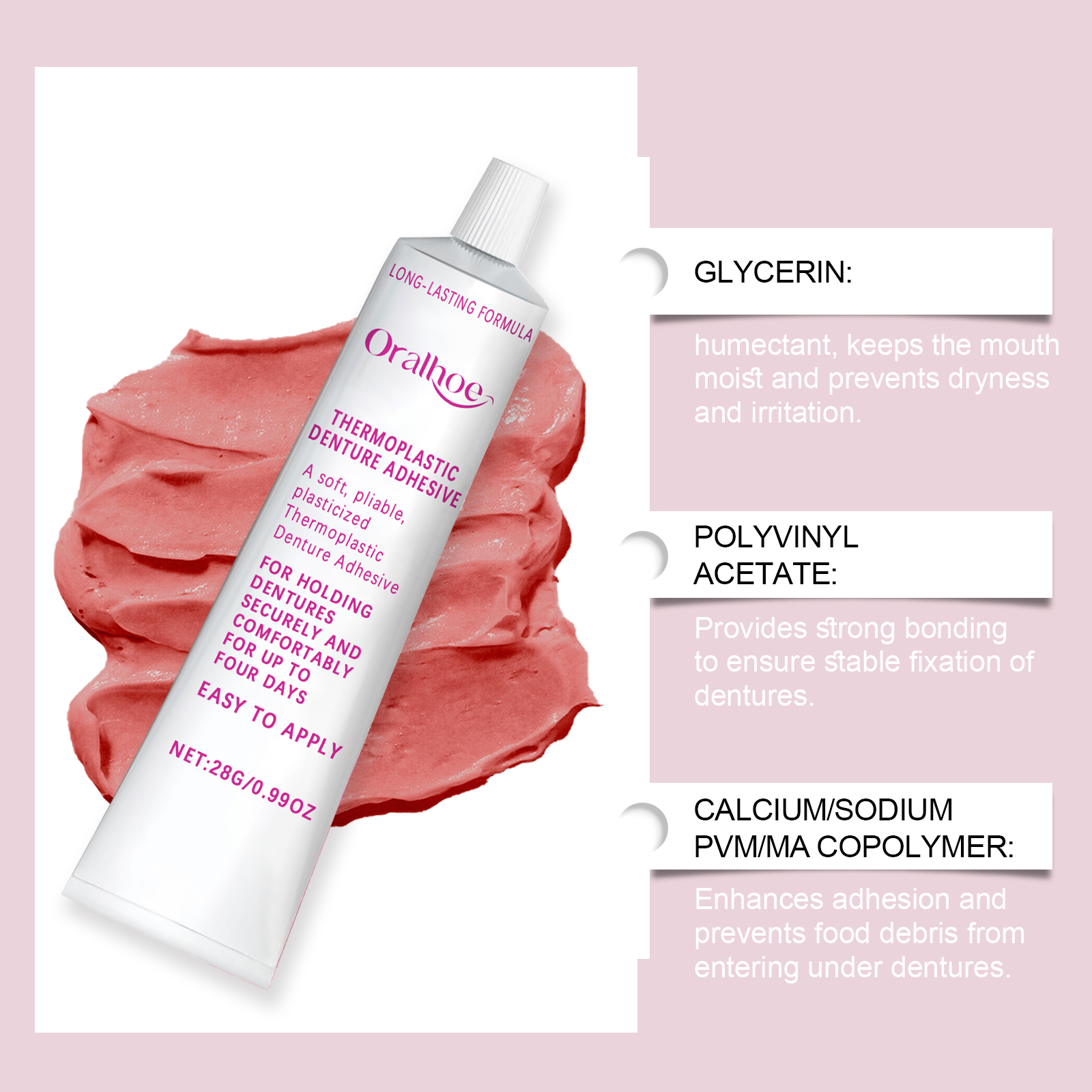 Denture Fixing Adhesive Cream Strong Complete Professional Dentures Glue Prevents Denture Loosening Care Fixed Adhesive 28g