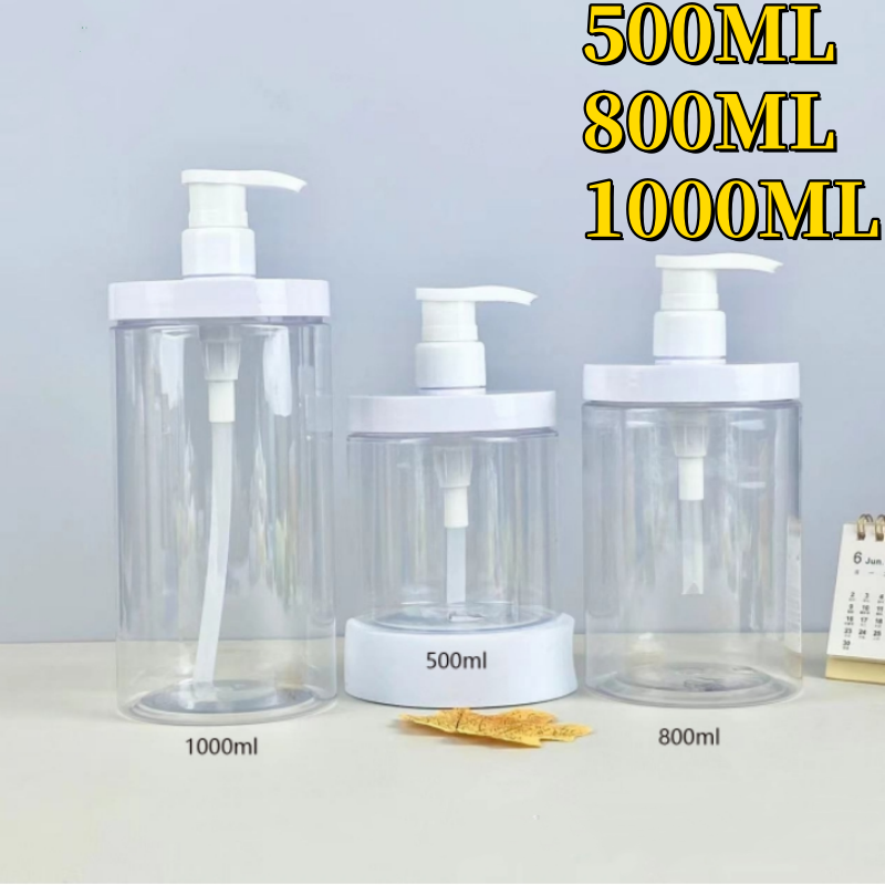 Dispensador de botellas con bomba de plástico, botella vacía recargable de boca ancha para jabón de ducha de viaje, 500ml/1000ml, 1 ud.