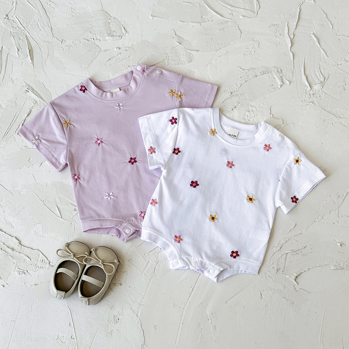 Sommer Baby Stram pler Neugeborenen Blumen druck Rundhals ausschnitt Kurzarm Overall Baumwolle Baby Bodysuit Mädchen Kinder kleidung 0-18m