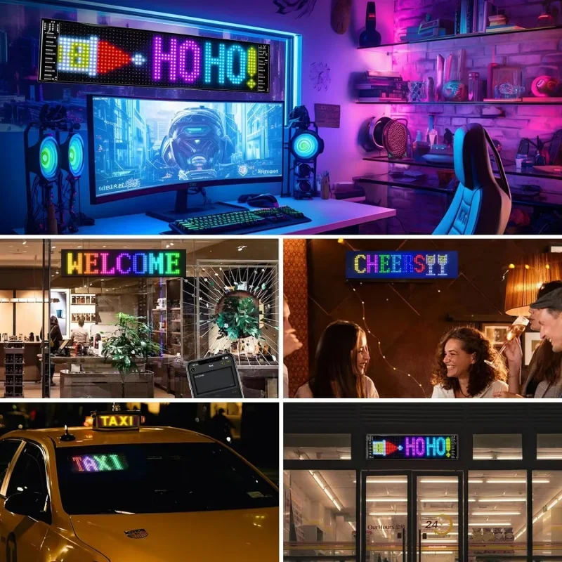 LED Matrix Pixel Panel USB 5V RGB Car Sign Bluetooth App Control Flexible Addressable Pattern Graffiti Scrolling Text Animation