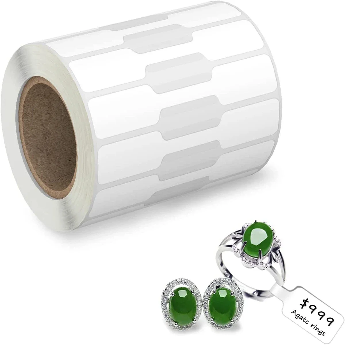 Rouleau d'autocollants de prix pour bijoux, 500 pièces/rouleau, étiquettes de prix auto-adhésives blanches vierges, en papier Kraft, pour bague, collier, boucle d'oreille