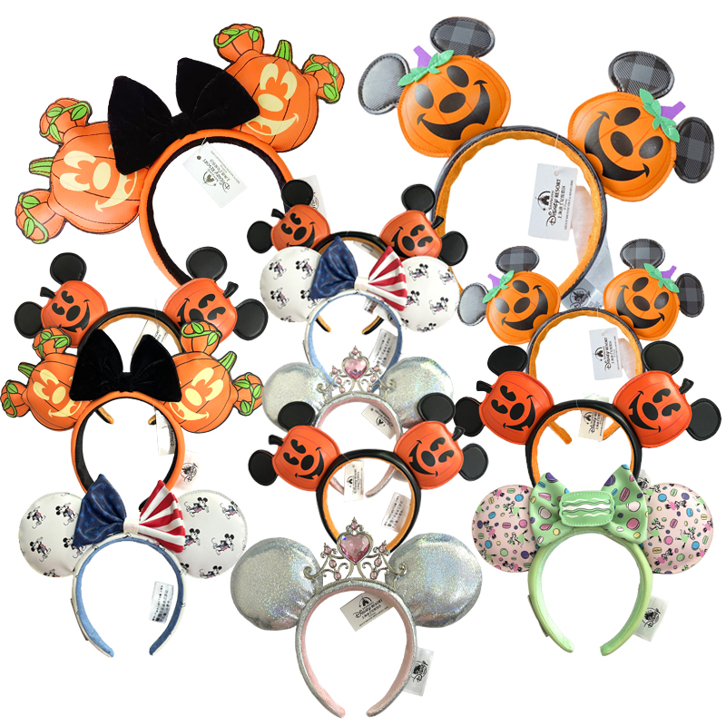 Disney pompoen Mickey Minnie hoofdband volwassenen/kind Disneyland PU lederen strik oor dames kerstcadeaus