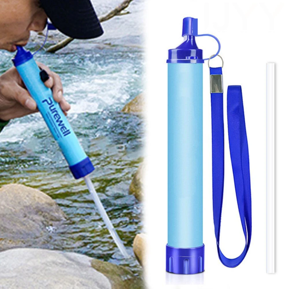 Outdoor Mini Waterfilter Stro Camping Zuivering Draagbare Wandelen Waterzuiveraar voor overleving of noodbenodigdheden