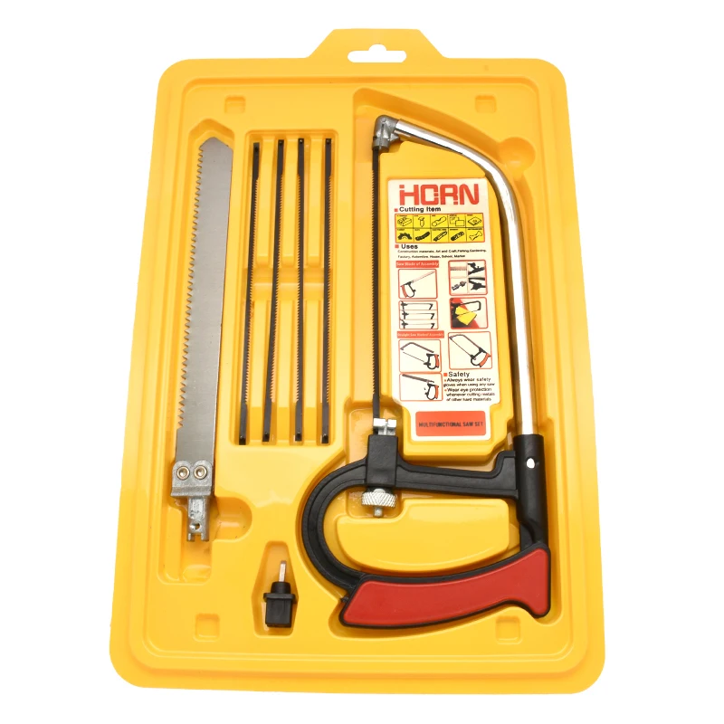 Sierra 8 en 1 multiusos, sierra de acero DIY, Kit de sierra de vidrio para madera y Metal, 6 hojas, herramienta de Hobby para carpintería, modelo metalúrgico