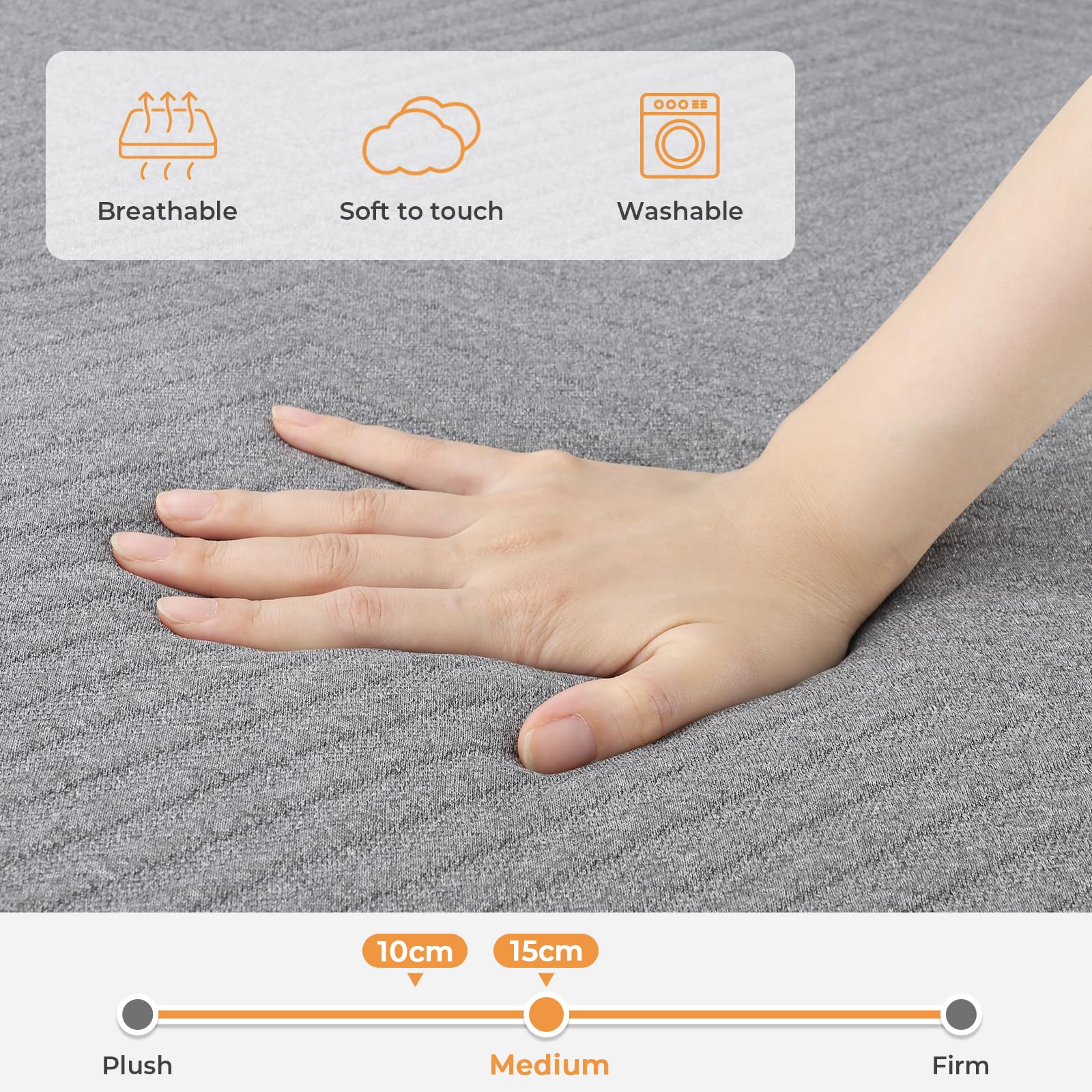 Colchón plegable Vesgantti, colchón plegable de espuma viscoelástica de gel de 15 y 8 CM triple para viajes, camping, cama para invitados