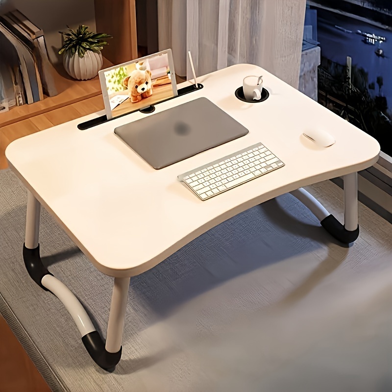Vassoio da letto per laptop Tavolo da scrivania pieghevole portatile per computer Scrivania da studio Letto da ufficio Piccola scrivania pieghevole portatile con tacca di stoccaggio