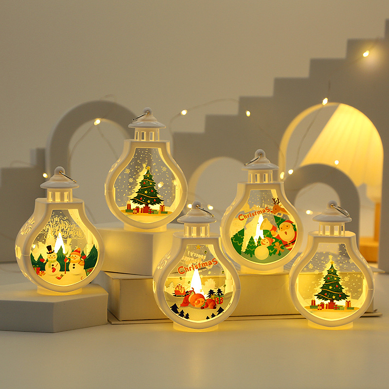 Bougeoir Portable de noël, lampe à vent, lampe de Table, bonhomme de neige, père noël, élan, cadeau de noël, lumière décorative, livraison directe