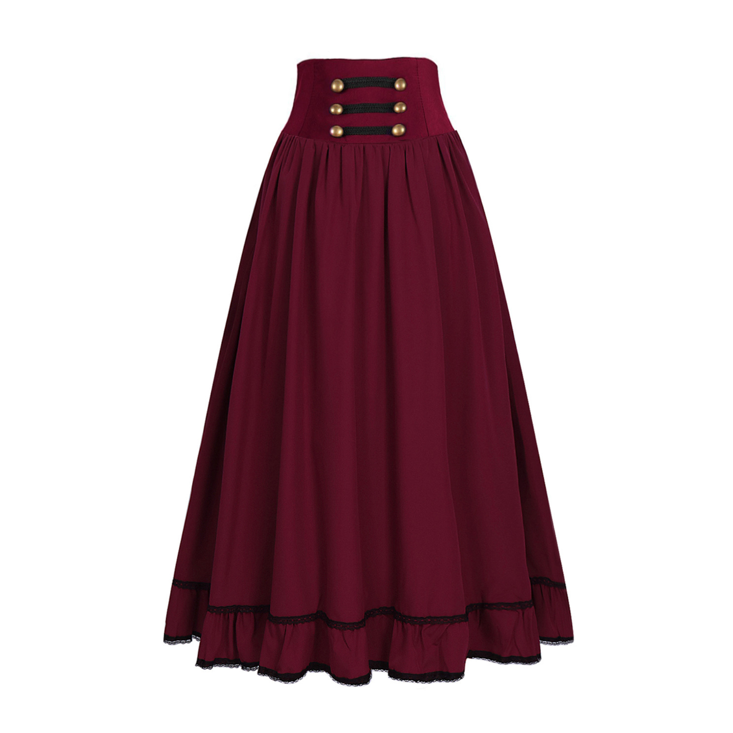 Gonna lunga da donna Gonna lunga vittoriana a vita alta estiva vintage a vita alta Gonne da festa a pieghe con orlo arricciato gotico Steampunk