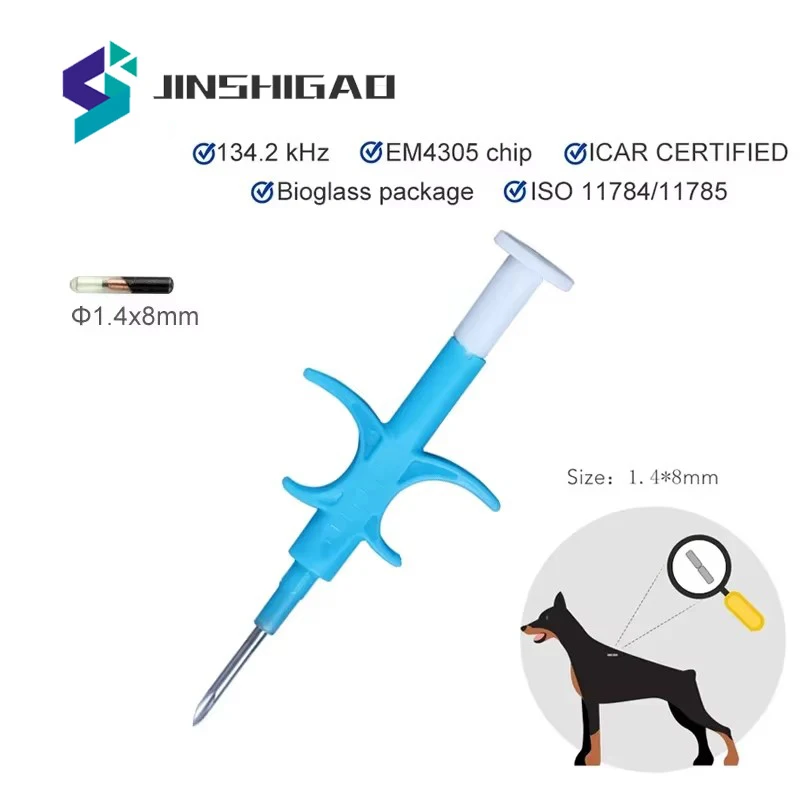 10 Uds Animal EM4305 Microchip estándar internacional 134,2 KHz FDX-B jeringa de Chip de identificación de mascotas para perro gato