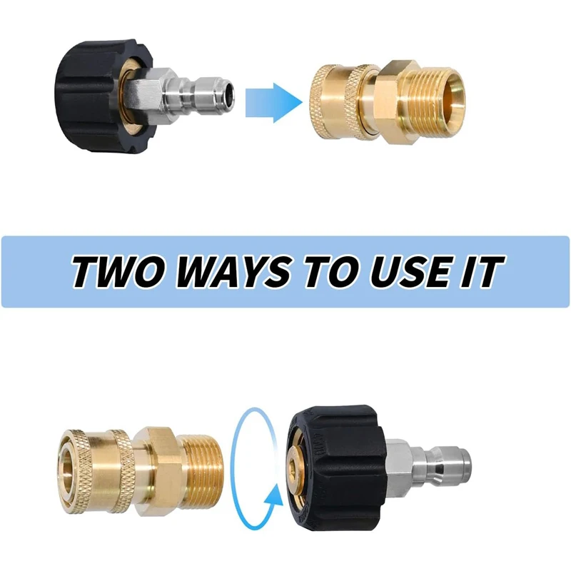 เครื่องซักผ้าความดันอะแดปเตอร์ชุด Couplers M22-14mm/15 มม.ถึง 1/4 Quick Connect หมุนอุปกรณ์เสริมสําหรับน้ําแรงดันสูงปืนท่อ